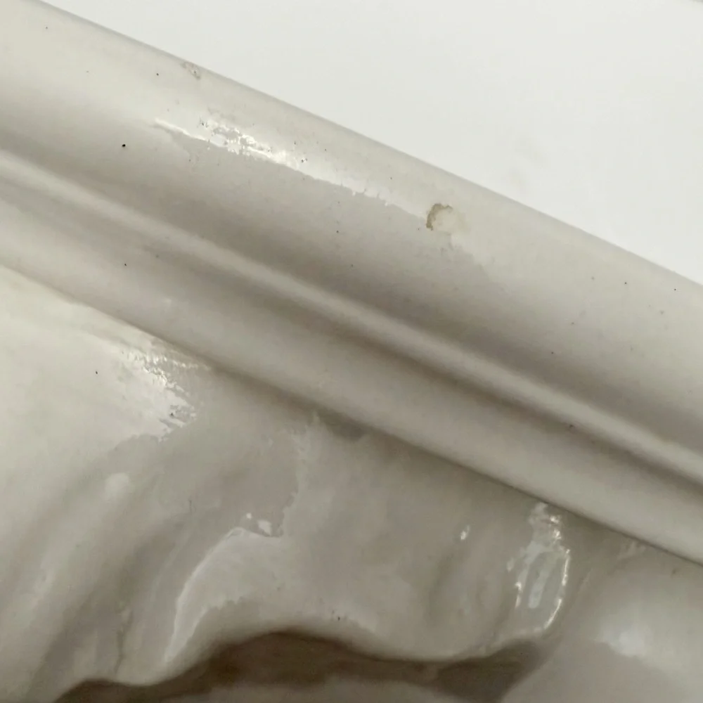 Vintage Large Lion Head White Ceramic Wall Shelf Sconce